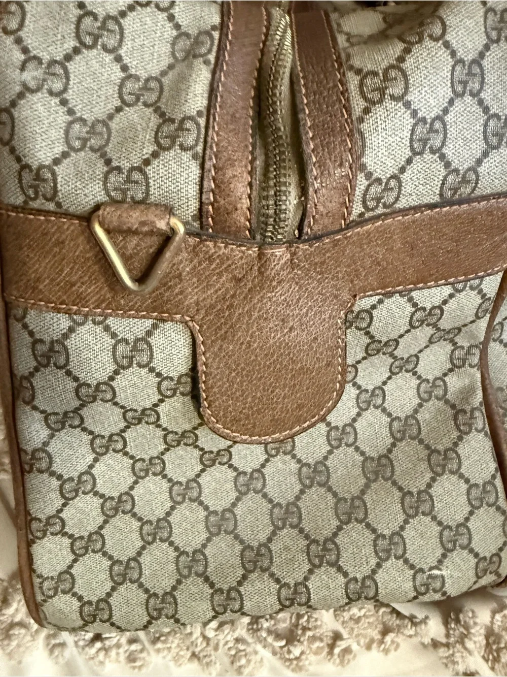 Gucci Beige and Brown GG Monogram Top-Handle Tote restoration project